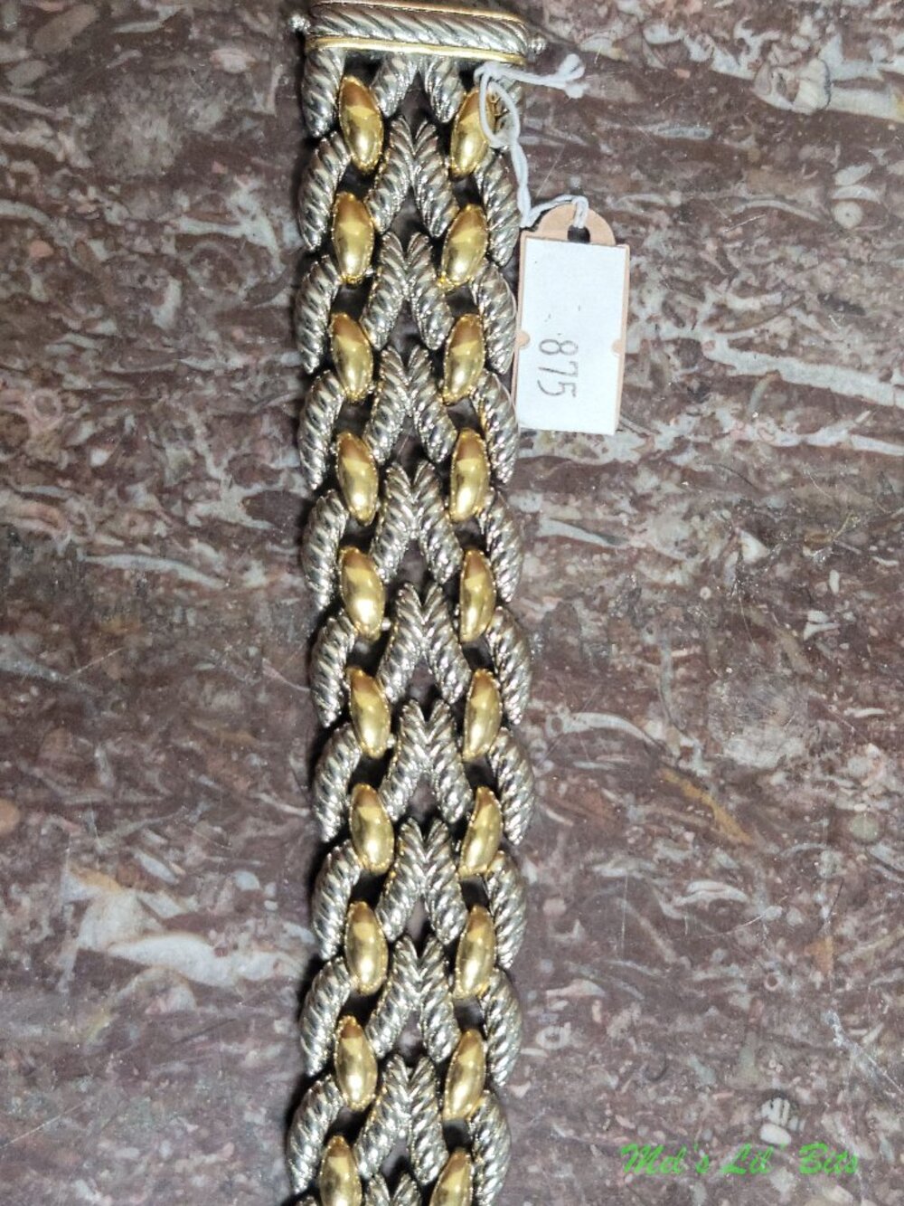 Gold And Silver Braided Costume Jewelry Metal Bracelet - Picture 2 of 3